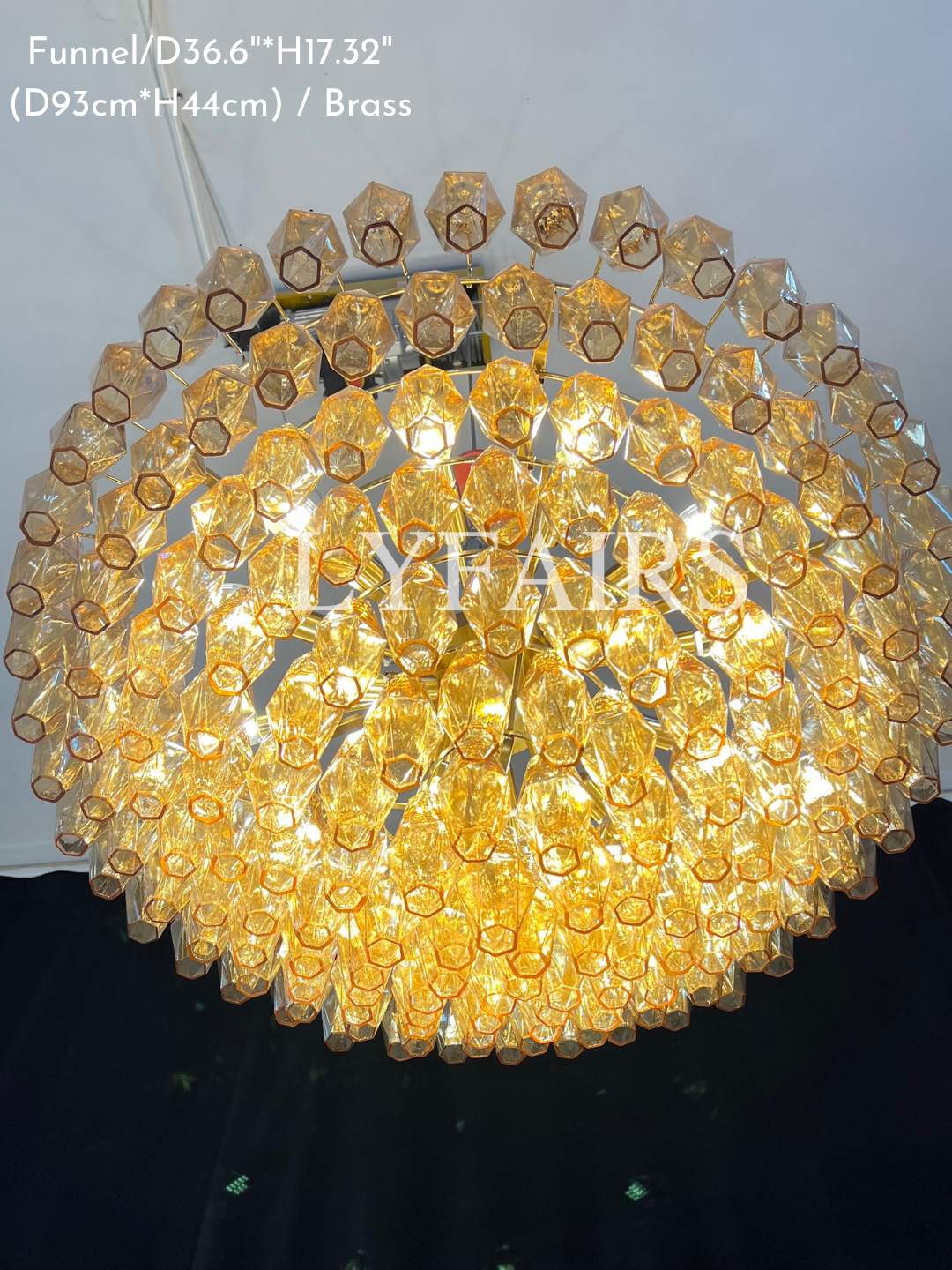 Lustre moderne en verre fumé rond/rectangulaire/entonnoir pour plafond bas