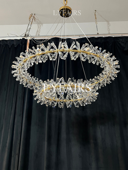Lampadario a 2 ruote in cristallo di ghiaccio congelato per soggiorno, sala da pranzo 