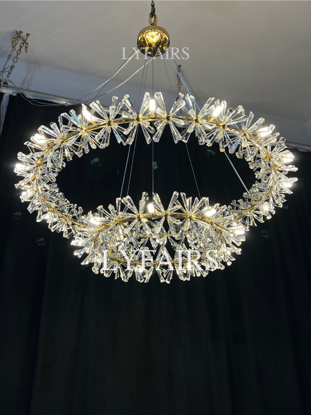 Lampadario a 2 ruote in cristallo di ghiaccio congelato per soggiorno, sala da pranzo 
