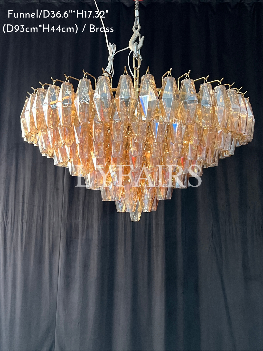 Lustre moderne en verre fumé rond/rectangulaire/entonnoir pour plafond bas