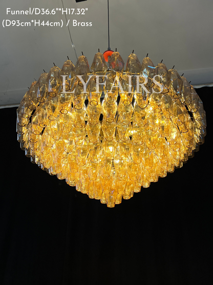 Lustre moderne en verre fumé rond/rectangulaire/entonnoir pour plafond bas