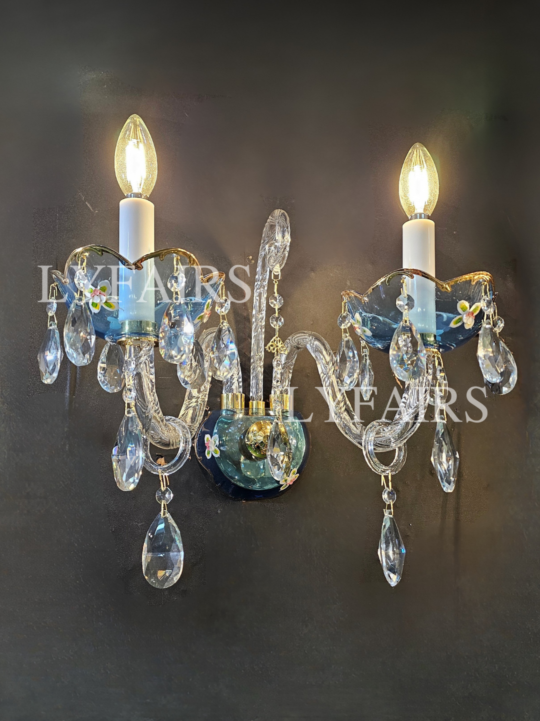 Lampadario di design francese romantico in cristallo blu, lampadario moderno a forma di candela, per camera da letto/soggiorno/sala da pranzo.