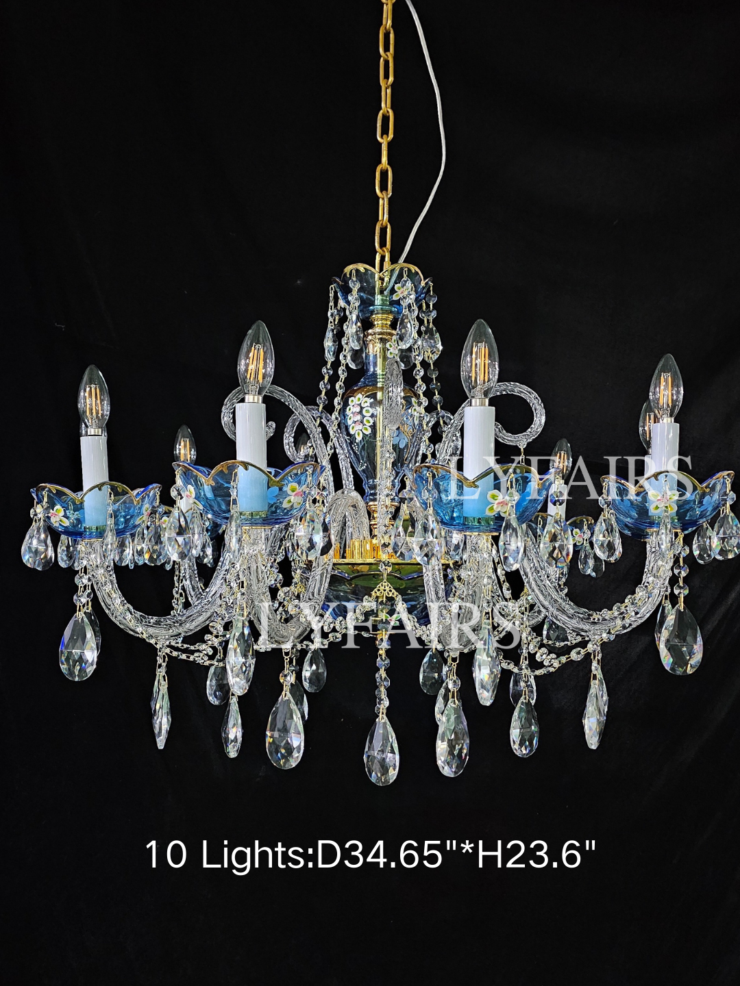 Lampadario di design francese romantico in cristallo blu, lampadario moderno a forma di candela, per camera da letto/soggiorno/sala da pranzo.