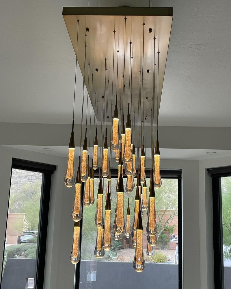 Modern Cascade Raindrop Linear Crystal Chandelier for Dining Room/Kitchen Island
