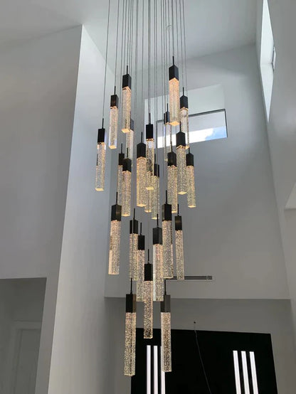 Modern Glacier Bubble Crystal Sticks Chandelier in Gold/Chrome/Black Finish for Staircase/Foyer