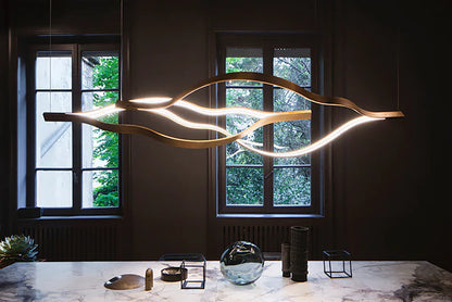 Modern Simple Aluminum Waving Chandelier for Living/Dining Room/Kitchen Island