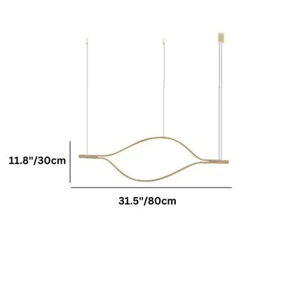 Modern Simple Aluminum Waving Chandelier for Living/Dining Room/Kitchen Island