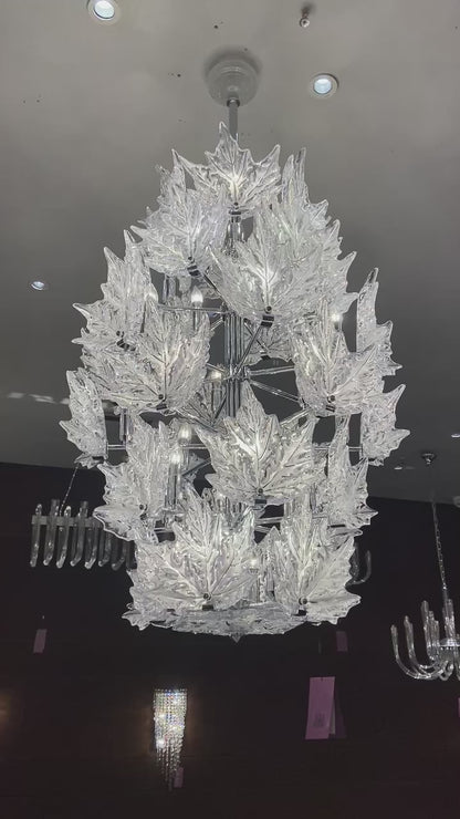Modern Creative Clear Crystal Maple Leaf Chandelier for Living Room/Bedroom