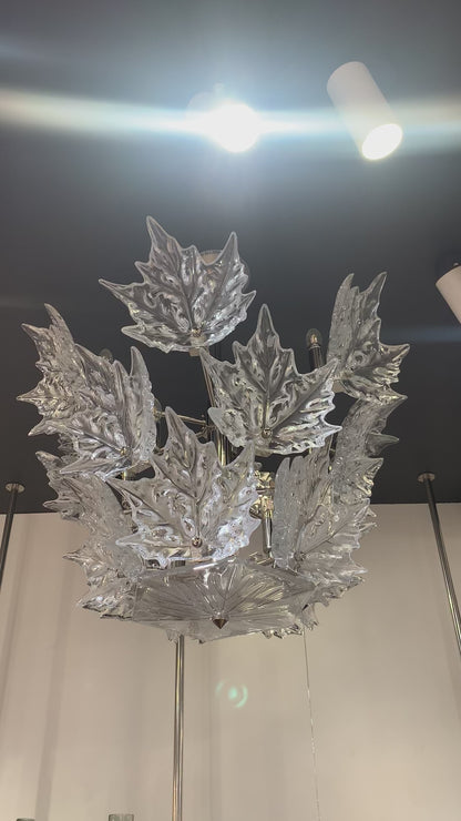 Modern Creative Clear Crystal Maple Leaf Chandelier for Living Room/Bedroom