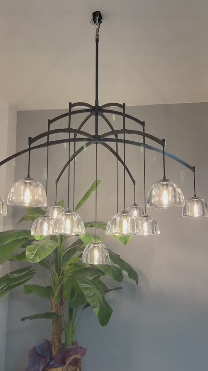 Modern Round Hemisphere Glass Chandelier