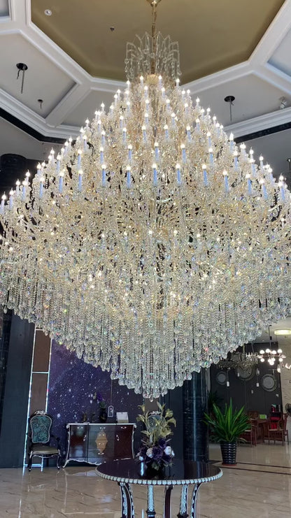 Huge Candle Crystal Chandelier for High-celing