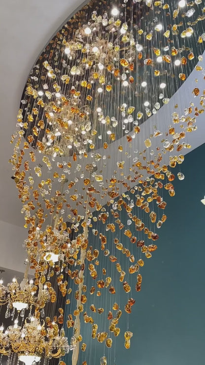 Modern Floating Glass Stone Chandelier for Hotel/Restaurant/High-ceiling