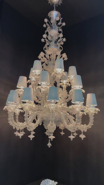 Luxury Crystal Flower Chandelier With Lampshade for Living Room/Staircase/Hotel