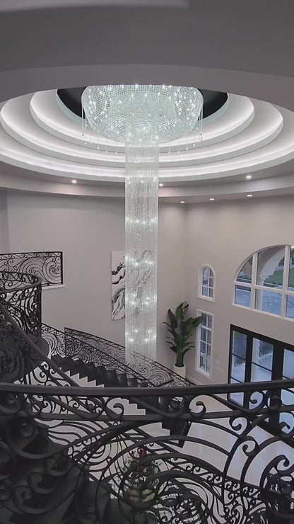 Super Large Light Luxury Jump Floor Spiral Staircase Chandelier For Hotels, Villas.