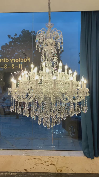 Luxury Classic Clear Crystal Chandelier for Foyer/Staircase/Entryway/Hallway