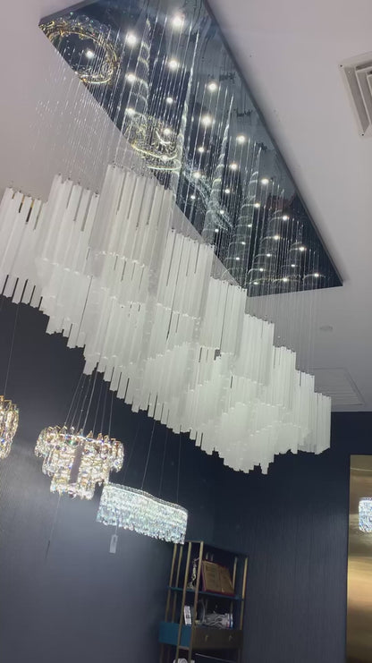Modern Floating Star Glass Tube Chandelier