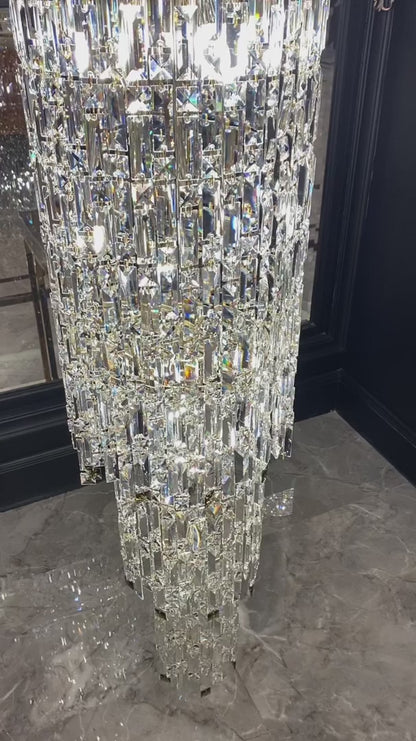 Luxury Modern Round Multi-layers Crystal Chandelier with Four Leaf Clover for Staircase/High-ceiling Space/ Foyer