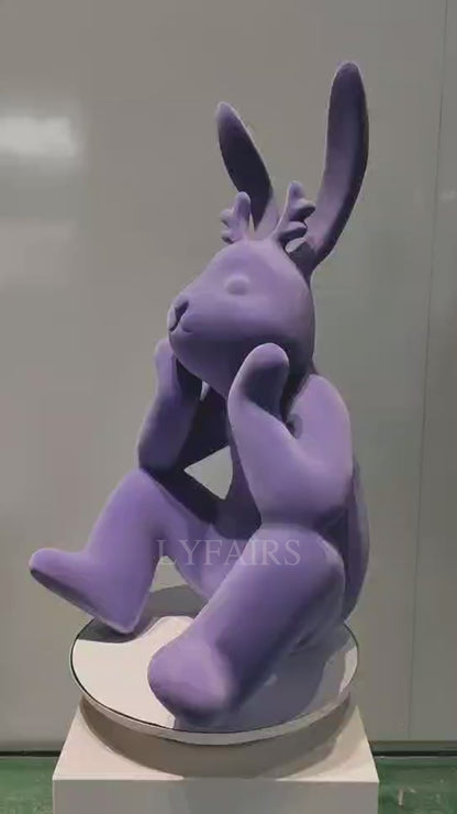 Modern FRP Flocked Purple Rabbit
