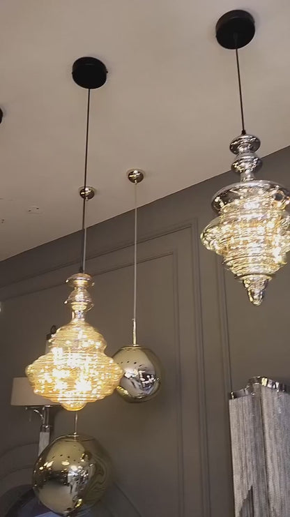 Lampada a sospensione moderna in vetro grigio con cielo stellato per sala da pranzo/bar/isola della cucina