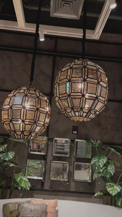 Modern Speckled Glass Oval-shaped Chandelier