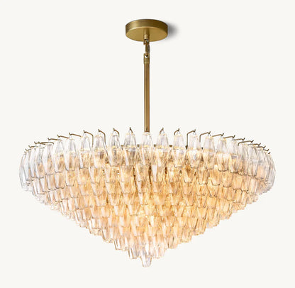 Modern Round/Rectangular Clear Glass Chandelier for Low-ceiling