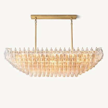 Modern Round/Rectangular Clear Glass Chandelier for Low-ceiling