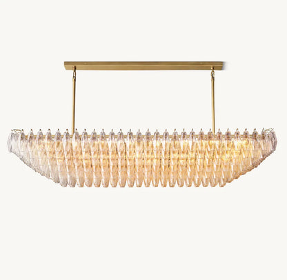 Modern Round/Rectangular Clear Glass Chandelier for Low-ceiling