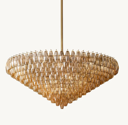 Modern Round/Rectangular/Funnel Smoke Glass Chandelier for Low-ceiling