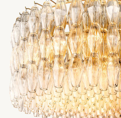 Modern Round/Rectangular Clear Glass Chandelier for Low-ceiling