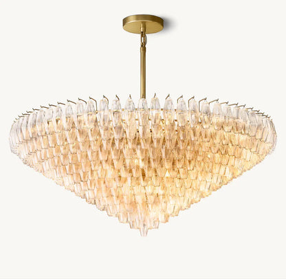 Modern Round/Rectangular Clear Glass Chandelier for Low-ceiling