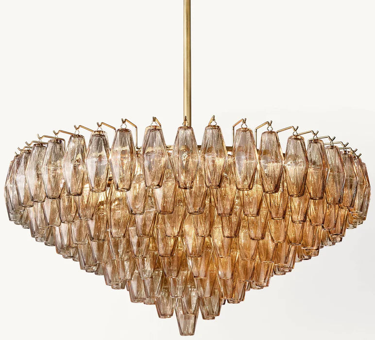 Modern Round/Rectangular/Funnel Smoke Glass Chandelier for Low-ceiling