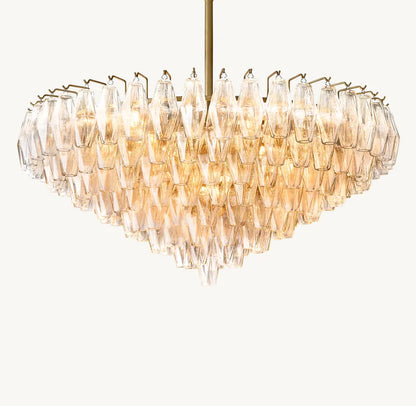Modern Round/Rectangular Clear Glass Chandelier for Low-ceiling