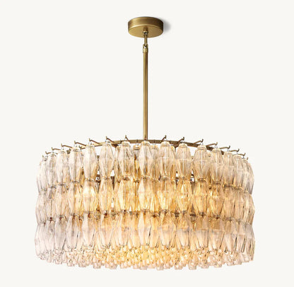 Modern Round/Rectangular Clear Glass Chandelier for Low-ceiling