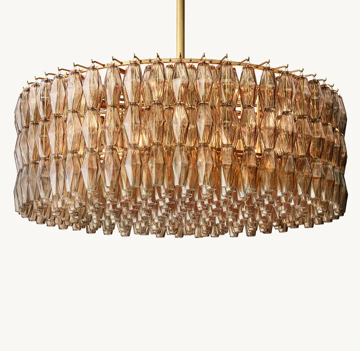 Modern Round/Rectangular/Funnel Smoke Glass Chandelier for Low-ceiling