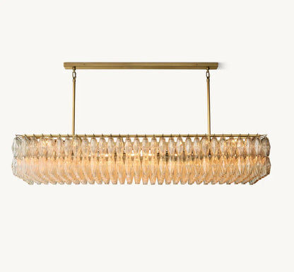 Modern Round/Rectangular Clear Glass Chandelier for Low-ceiling