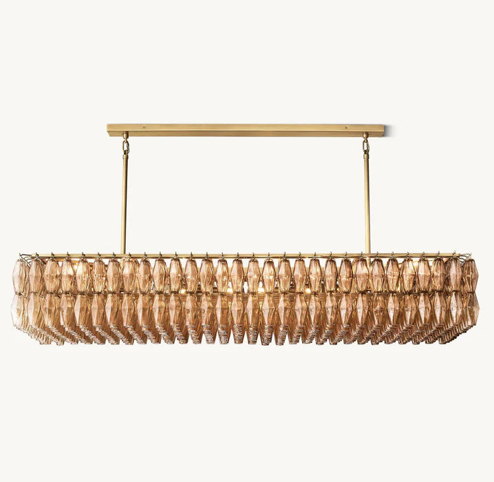 Modern Round/Rectangular/Funnel Smoke Glass Chandelier for Low-ceiling