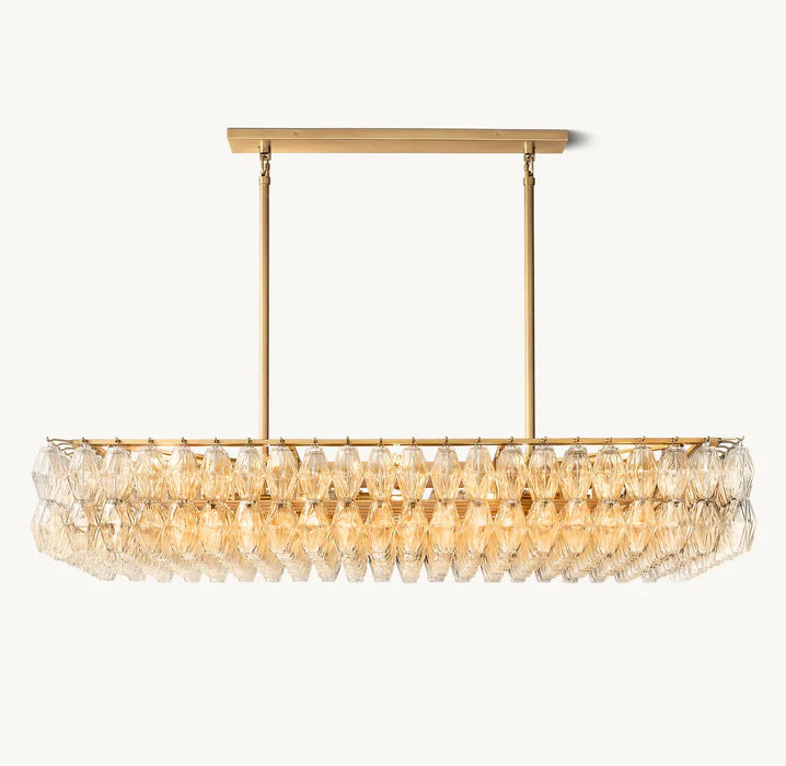 Modern Round/Rectangular Clear Glass Chandelier for Low-ceiling