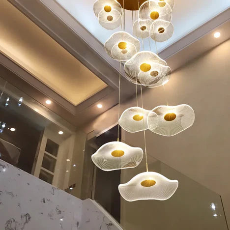Modern 6/10/15/30 Lights Acrylic Chandelier in Gold Finish