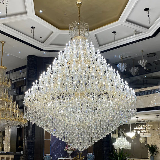 Huge Candle Crystal Chandelier for High-celing