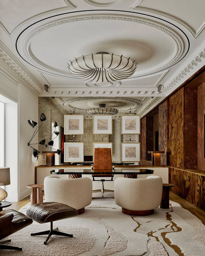 Modern Organic Round Petal Fabric Flush Mount Chandelier for Low-ceiling