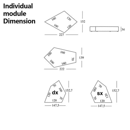 Modern 2/3/4 Modules Curved Rock Corner Sofa