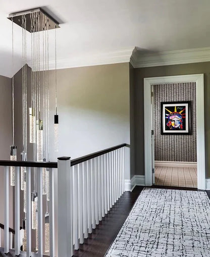 Modern Glacier Bubble Crystal Sticks Chandelier in Gold/Chrome/Black Finish for Staircase/Foyer