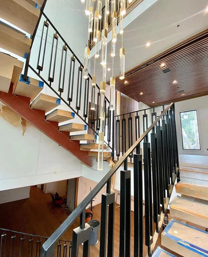 Modern Glacier Bubble Crystal Sticks Chandelier in Gold/Chrome/Black Finish for Staircase/Foyer