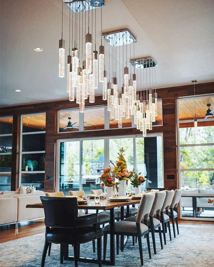 Modern Glacier Bubble Crystal Sticks Chandelier in Gold/Chrome/Black Finish for Staircase/Foyer
