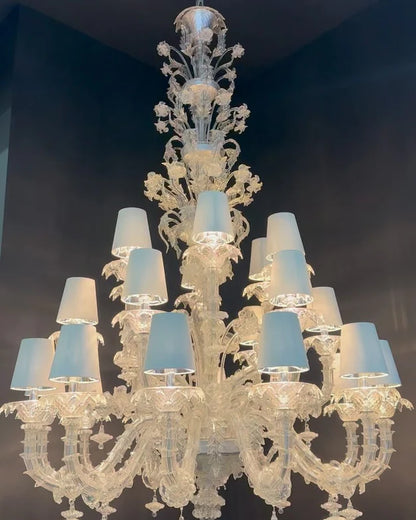 Luxury Crystal Flower Chandelier With Lampshade for Living Room/Staircase/Hotel