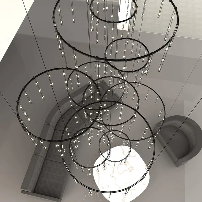 Modern Art Design Multi-layers Rings Vertical LED Chandelier
