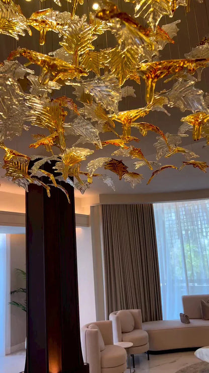 Custom Maple Leaf Chandelier For Villas/Banquet Hall/Hotel Lobby