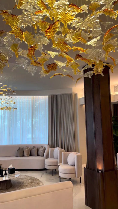 Custom Maple Leaf Chandelier For Villas/Banquet Hall/Hotel Lobby