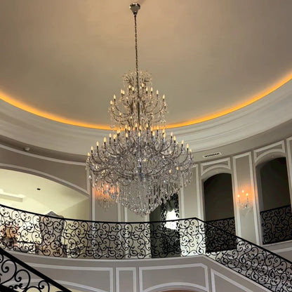 Traditional Clear White Candle Crystal Chandelier for Staircase/Foyer/Living Room/Villa