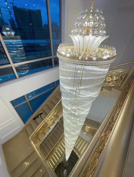 Luxury Crown Top Extra Large Crystal Chandelier for Villa/Staircase/Foyer